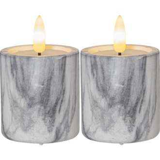 LED Blockljus 2-pack Flamme Marble