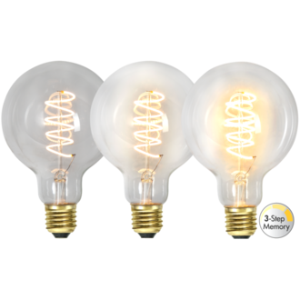 LED-lampa E27 G95 Decoled Spiral Clear 3-step memory